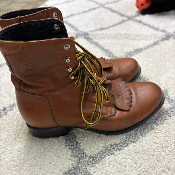 Ariat Wom. 5.5 Lace Up Roper Boots Cowboy Western Leather Kiltie Rodeo Stampede - Picture 1 of 11